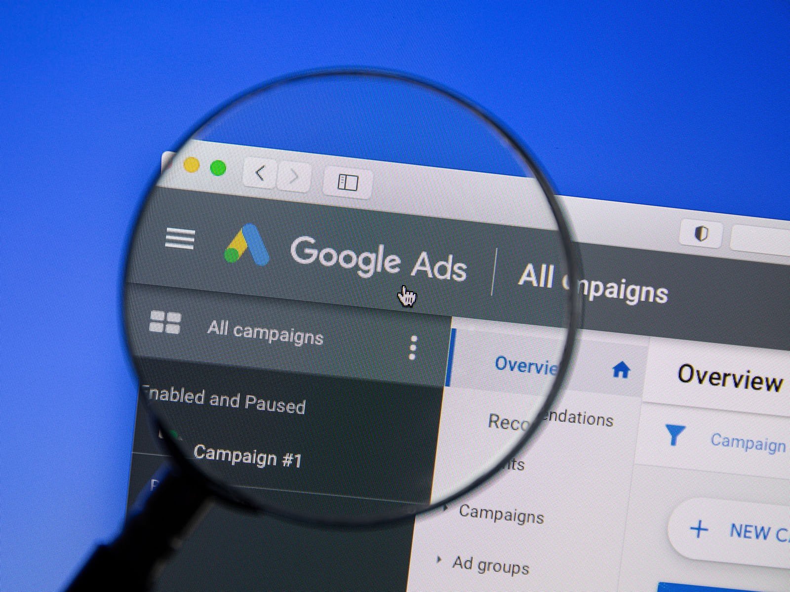 Tableau Google Ads avec toutes les campagnes